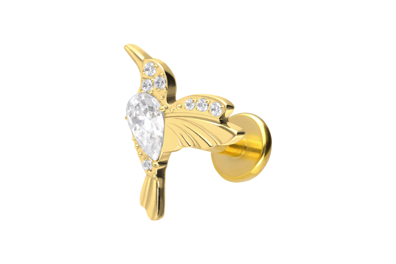 Titan Labret Piercing mit Push Fit KOLIBRI